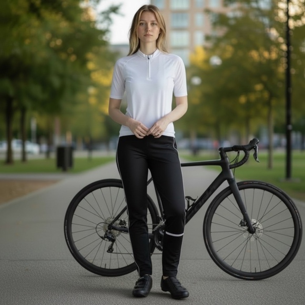 Novara Black Cycling Leggings with White Piping